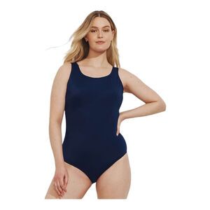 NEW Lands' End Black Scoop Neck Soft Cup Tugless One Piece Swim Size 16W DD